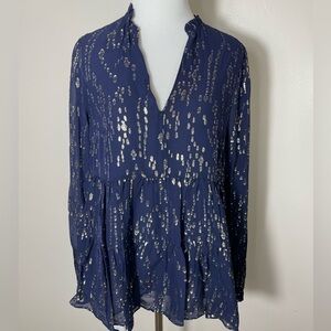 Lilly Pulitzer Navy and Metallic Blouse